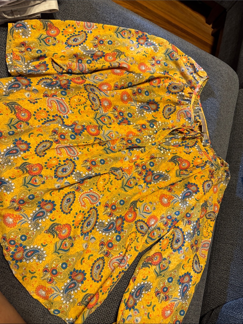 Vera Wang Yellow Paisley Button-Front Blouse